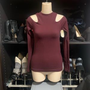 Free People Open Cold Shoulder Seamless Top M/L